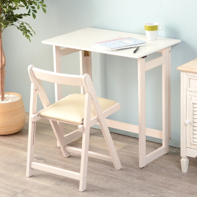 折りたたみデスクセット デスク チェア 2点セット 机 椅子 おしゃれ 収納 在宅 学習 白