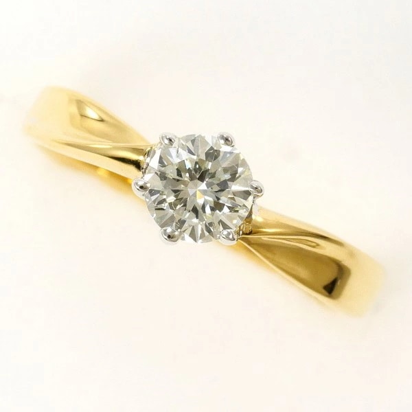 K18 18金 YGWG リング 8.5号 ダイヤ 約0.30ct VVS2 鑑定書 中古