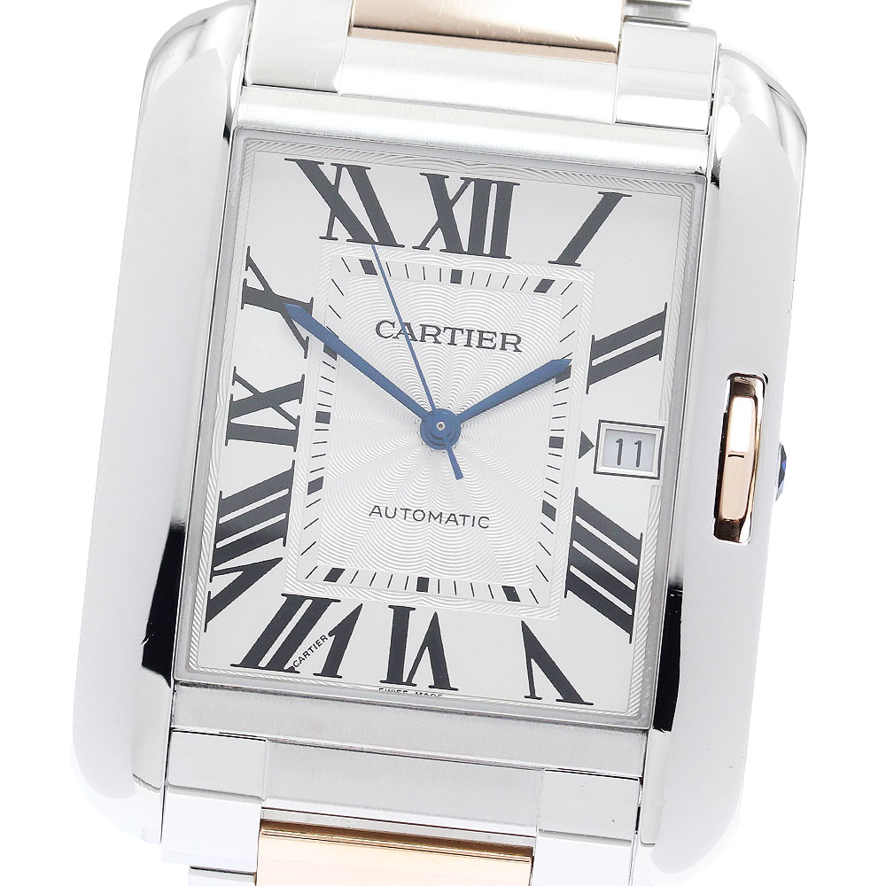 カルティエ CARTIER W5310006 タンクアングレースXL デイト コンビ 自動巻き メンズ _890627【中古】