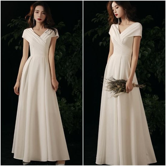 【取寄：納期2週間】結婚式ドレス 演奏会ドレス 大きいサイズ XL 2XL イブニングドレス ロングスカート 半袖