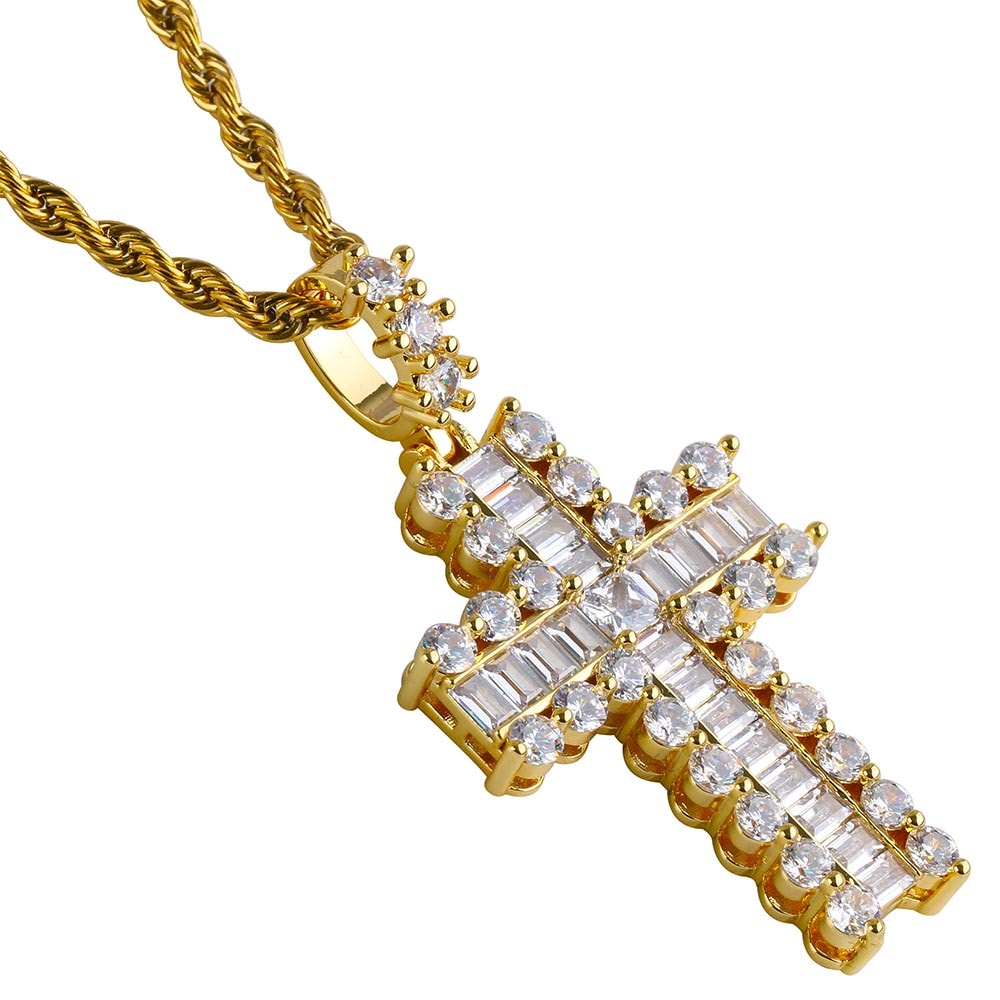 クロスネックレス CZ パヴェ [n290]