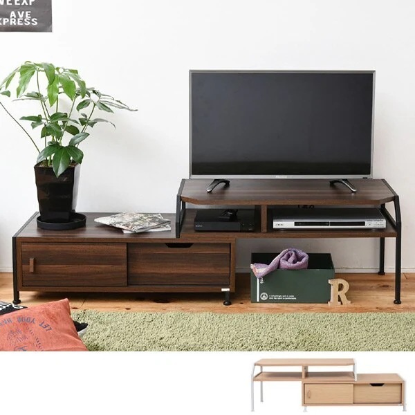 テレビ台 伸縮 ローボード アイアンフレーム ミッドセンチュリー Rita 幅87－159cm