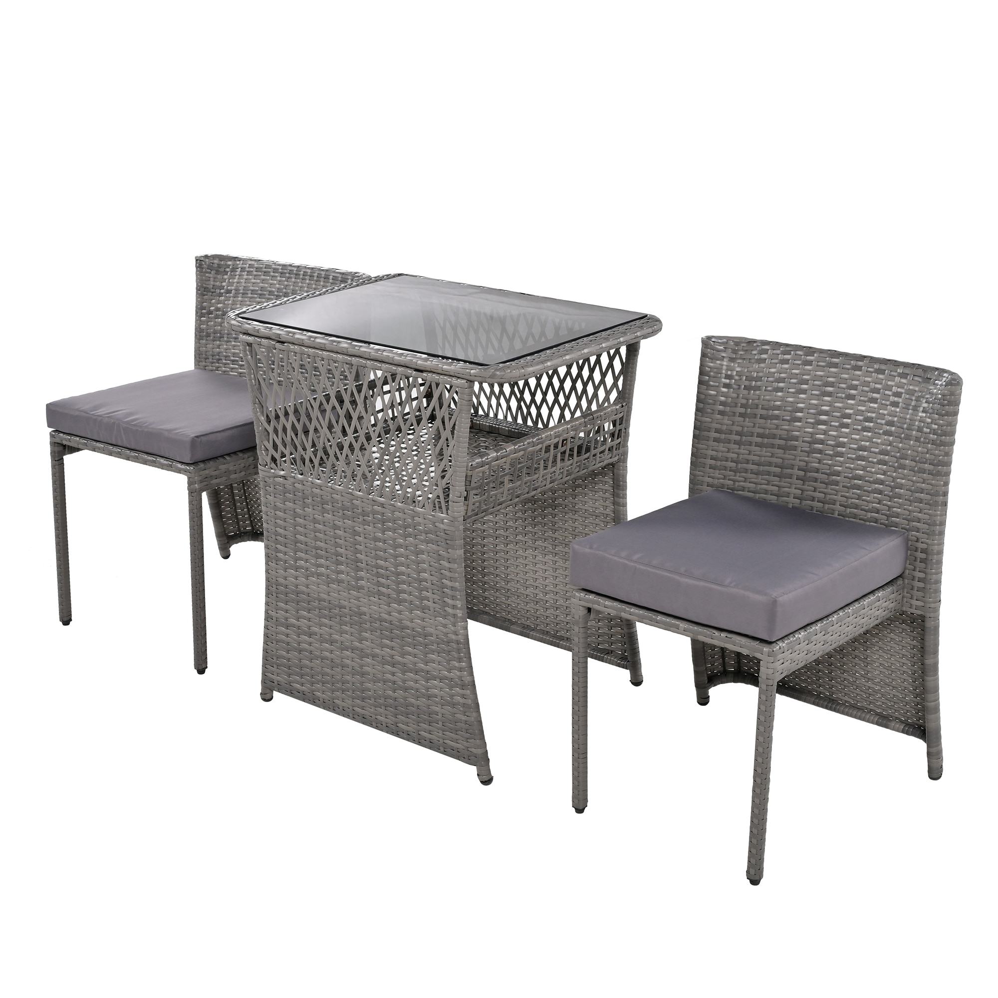 【国内即発送】ガーデン テーブル 3点セット ラタン調 ガーデンファニチャー ベランダテーブル ガーデンテーブル ガーデンチェアー テーブル コンパクト156