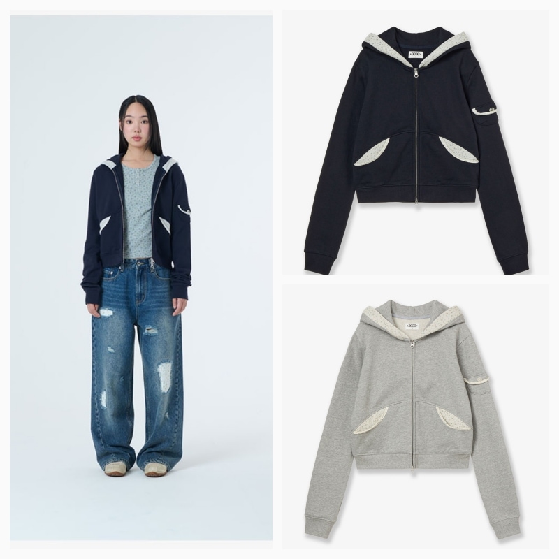 【aeae】 26SS ROUND POCKET HOODIE ZIP UP : 2COLORS