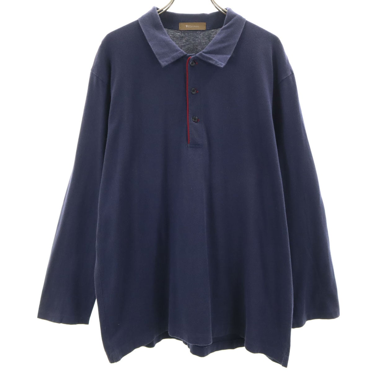Y’s for men ワイズフォーメン 長袖 天竺ジャージー生地 ポロシャツ ネイビー メンズ 古着