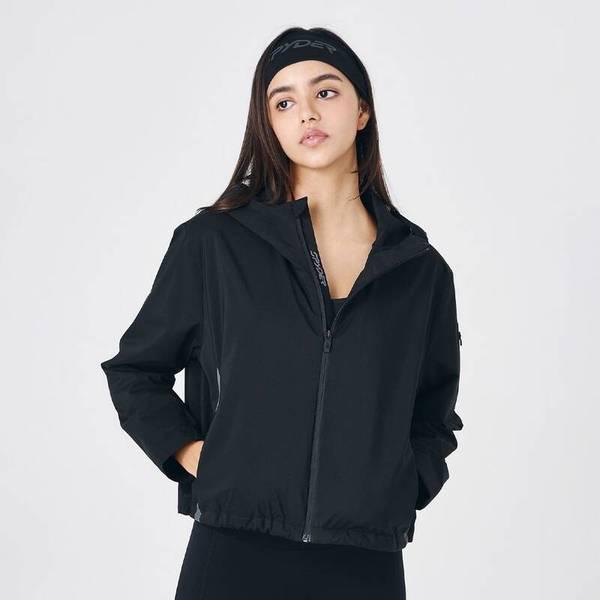 女性ソフトタッチフード付きウインドブレーカージャケットSPJFCNJK251WBLK 709624