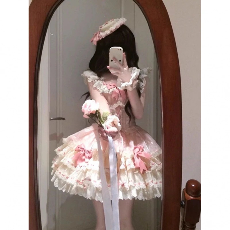【限定大特価】ロリータ 甘美かわいいロリータロリータドレス新作ファッションおしゃれフリルケーキスカート