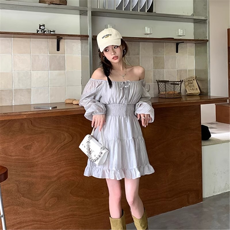 ワンピース ショートスカート ショート ショート丈 ショートワンピース 袖あり 長袖 ランタンスリープ かわいい 大人可愛い きれいめ シンプル カジュアル 大人 上品 おしゃれ お洒落 かっこいい