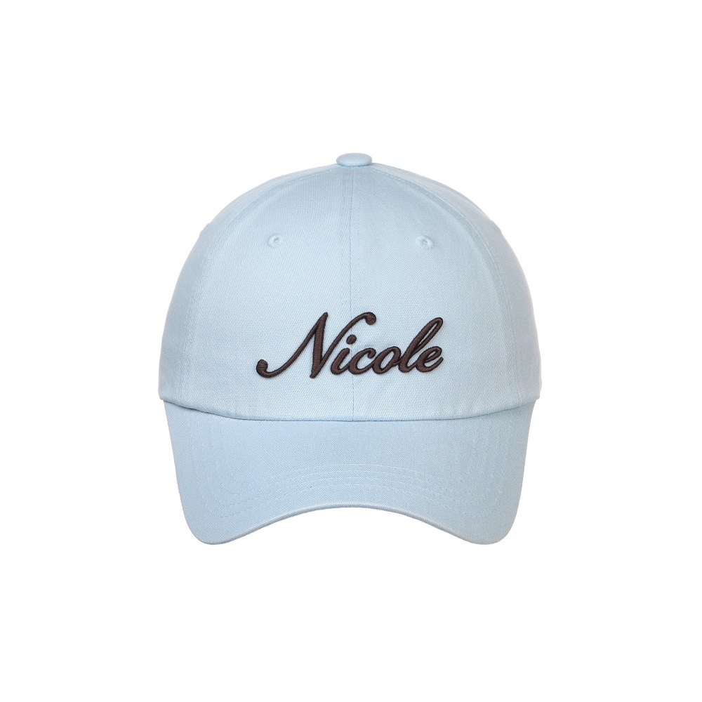 NICOLE レタリングボールキャップ_スカイブルーブラウン