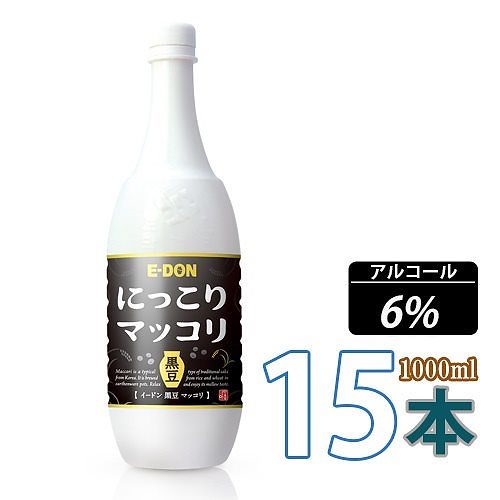 黒豆マッコリE-DON 二東にっこり マッコリ 1000ml X 15本 (黒ペット)/ イドンマッコリ / 韓国食品/ 韓国食材/ 韓国料理/ 韓国お土産/ 酒/ お