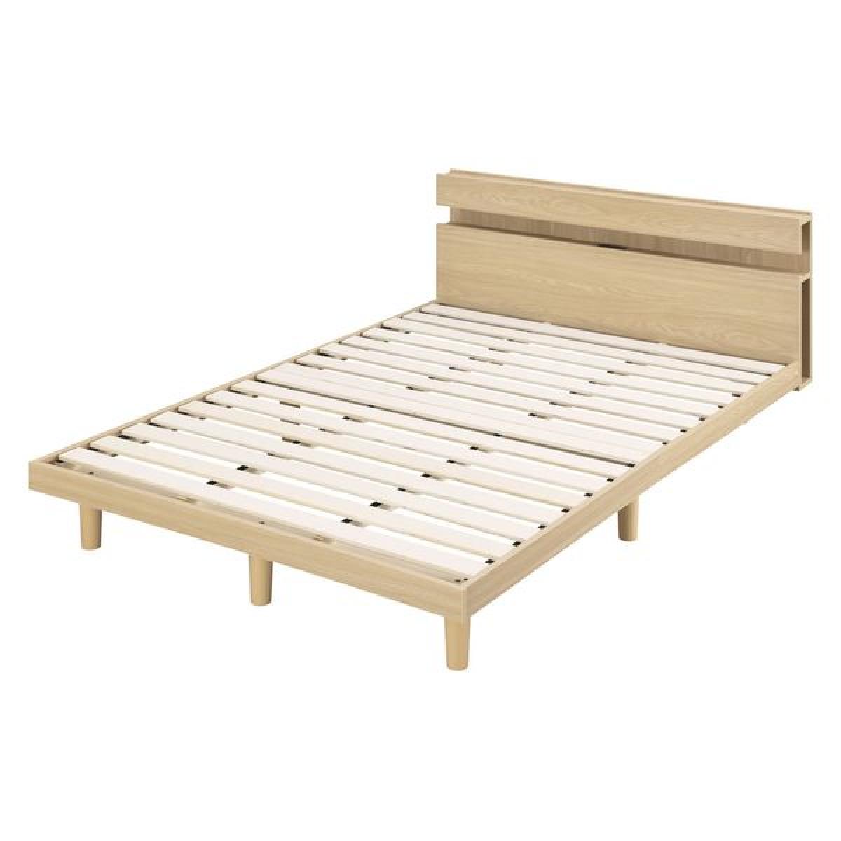 【I】【代引不可】 アイリスオーヤマ すのこベッド ダブル SNBS-D ナチュラル ベッド 通気性 コンセント付 収納スペース【北海道・沖縄・離島不可】【代引不可/沖縄・