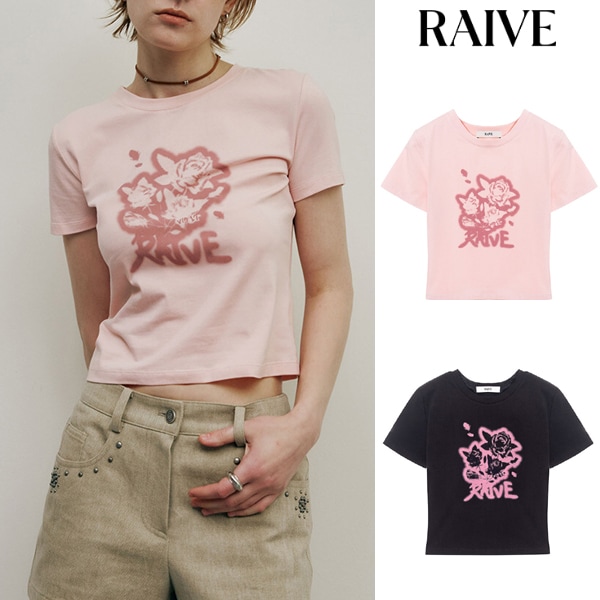 ブラー ローズグラフィック 半袖 Tシャツ_3色