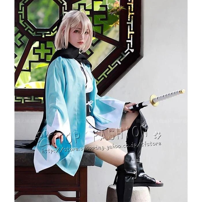 Fate Grand Order 風 桜セイバー 桜saber 沖田総司 FGO コスプレ衣装 COSPLAY コスチューム イベント 仮装 変装 ウィッグ追加可