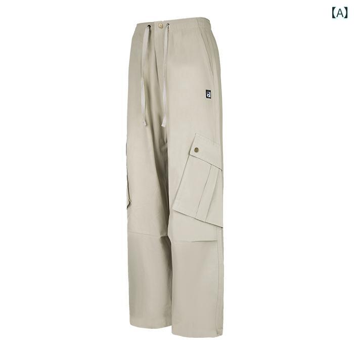 カーゴパンツ　メンズ　レディース dddLabel 斜め ポケット オーバー オール カーキ カジュアル 通勤 レトロ アメリカン ホット ガール 小柄 ワイド レッグ パンツ