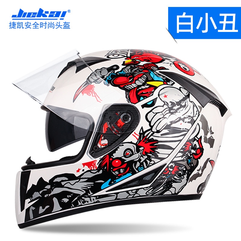 Jiekai オートバイヘルメット男性と女性のフルカバークール四季オートバイレーシング安全 (外国貿易モデル)