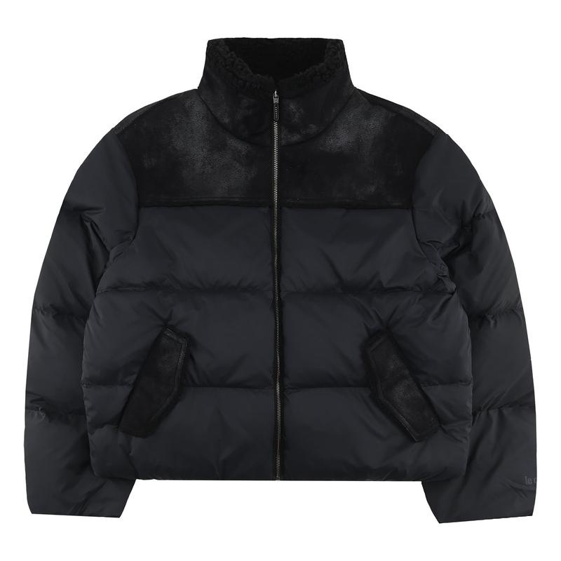 女性ルーズフィットフェイクムートンダウンジャケットQQ422ODJN6BLK