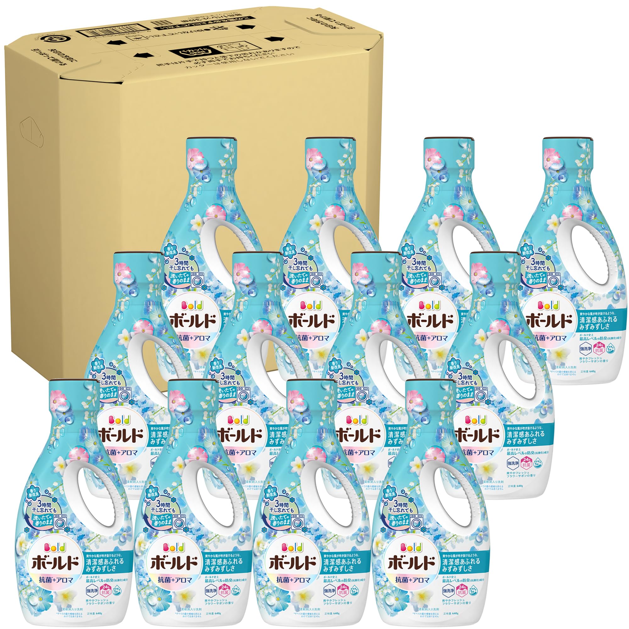 [ケース販売] ボールド 洗濯洗剤 液体 フレッシュフラワーサボン 本体 640g×9本