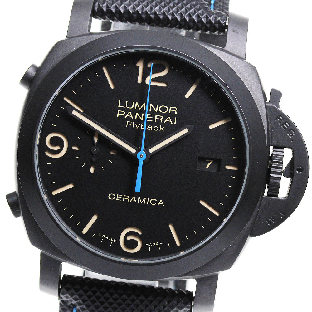 パネライ PANERAI PAM00580 ルミノール 1950 クロノ フライバック チェラミカ デイト 自動巻き メンズ 良品 _832270【中古】
