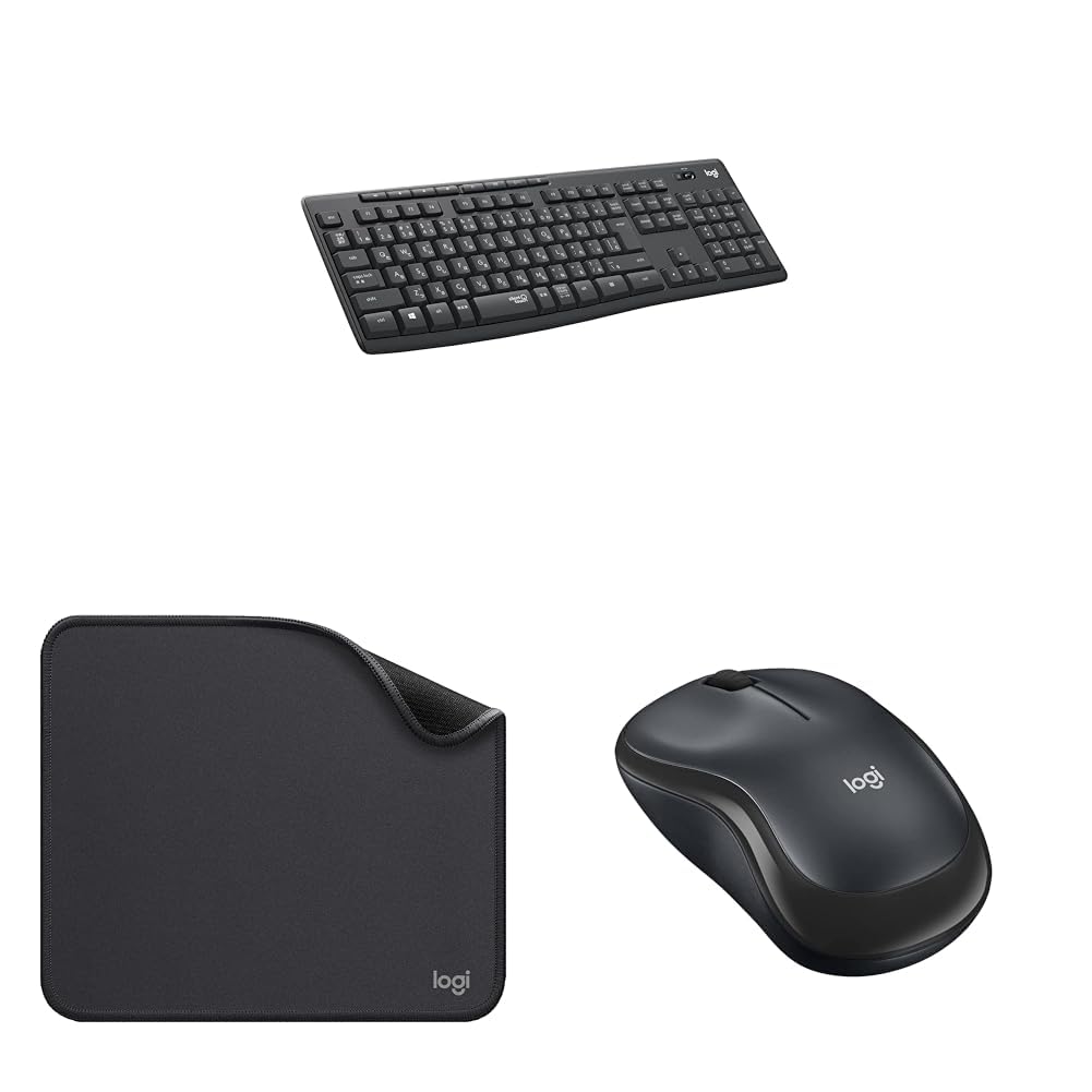 【セット買い】ロジクール ワイヤレスキーボード K295GP 静音 耐水 Unifying K295 グラファイト 国内正規品 + MP10GR マウスパッド 撥水 小型 滑り止め 57547