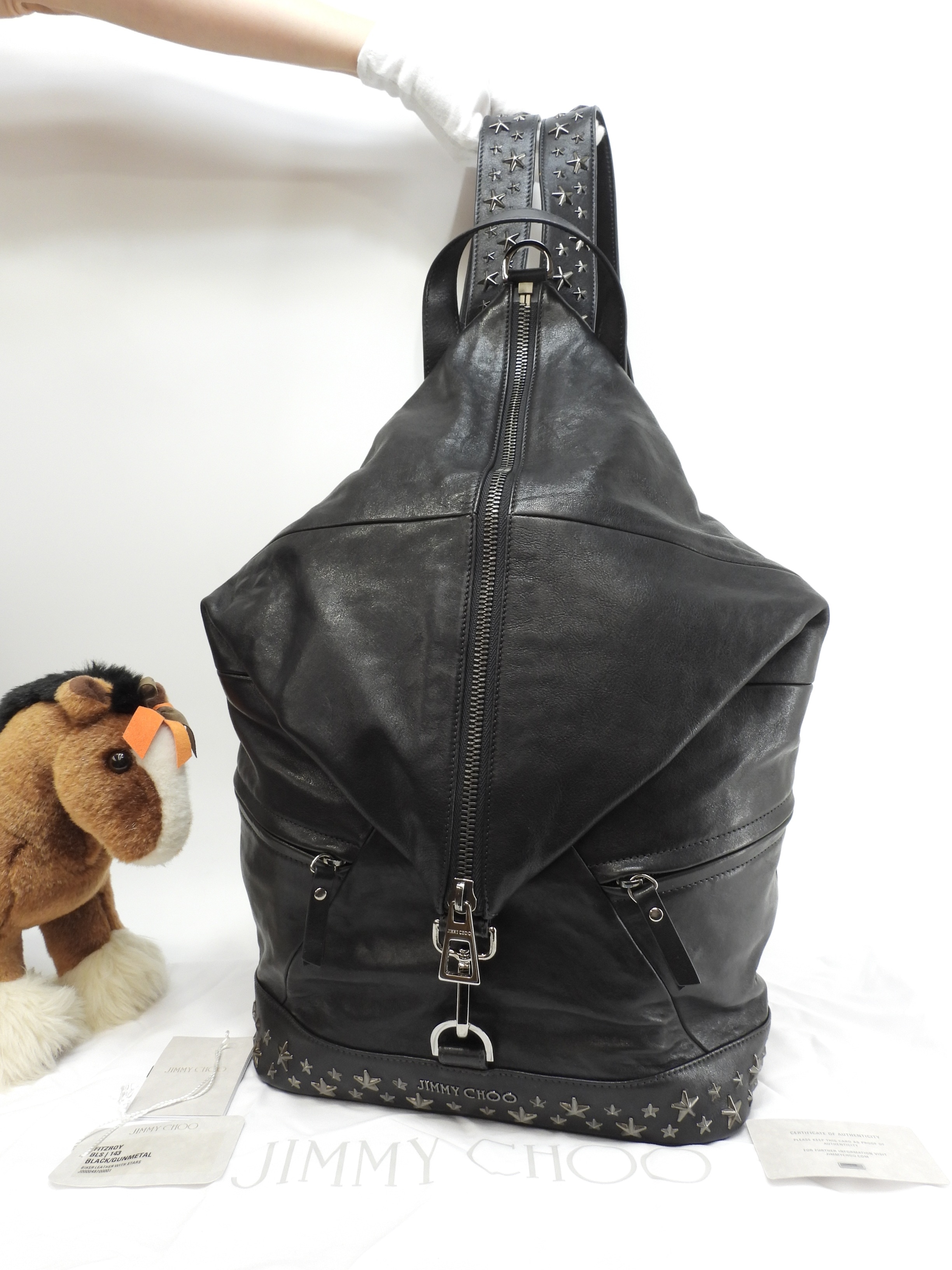 フィッツロイ 星スタッズ レザー黒 バックパック リュックサック 極美品@MDM0CL