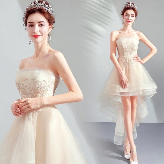 ウエディングドレス レディース フィッシュテールドレス 花嫁ドレス オシャレ ベアトップ ブライダル