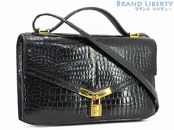 激レア美品エルメスヴィンテージカデナロックシャイニークロコダイル2WAYハンドバッグショルダーバッグ