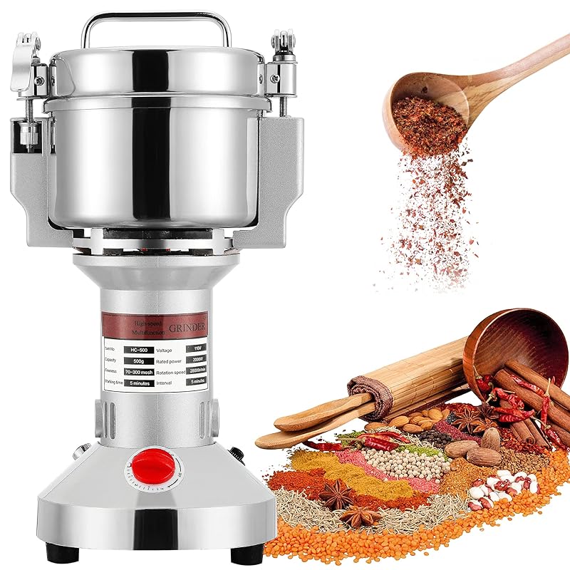 NEWTRY 500g粉砕機 業務用 微粉砕機 穀物製粉機 製粉器 高速 穀物粉砕機 プロ 家庭用 妻と母親に最高のプレゼント 110Ｖ 14,883円