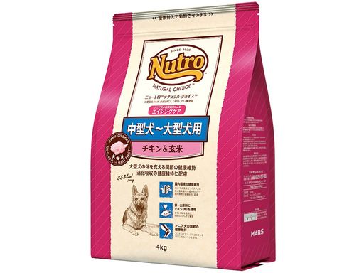 Nutro ナチュラルチョイス シニア犬用 中型犬~大型犬用 チキン&玄米 4kg ドライフード 総合栄養食 エイジングケア ドッグフード 犬 自然素材 香料・着色料 無添加 ニュートロ