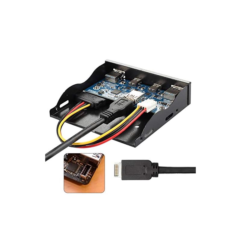 cablecc USB 3.1 フロントパネルヘッダー USB-C & USB 3.0 HUB 4ポート フロントパネル マザーボードケーブル 3.5インチフロッピーベイ用