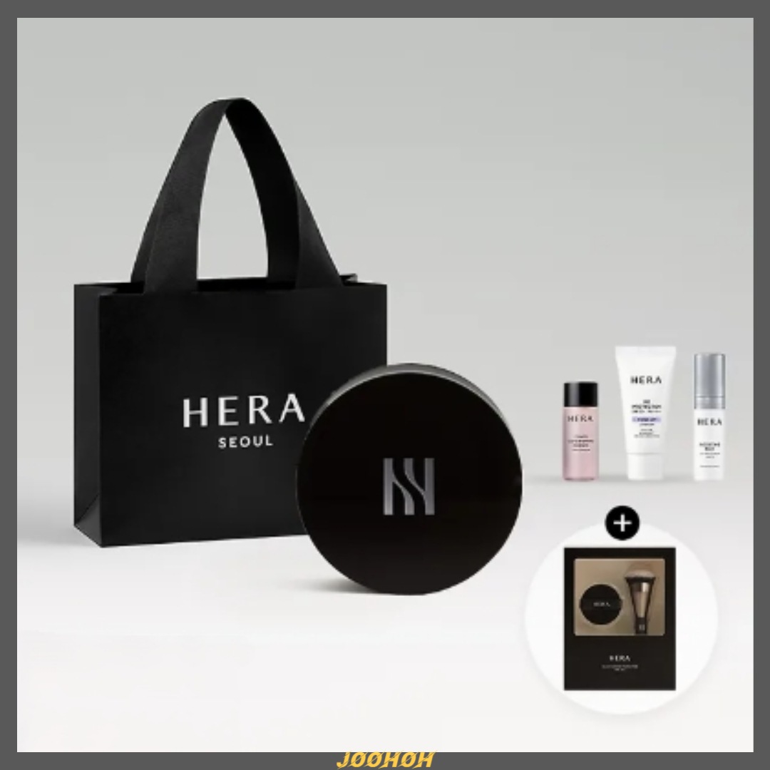 [限定ギフトセット] ブラック クッション ファンデーション 本品 15g ++ パフ2個とブラシセット + ベーストリオKIT / 9 COLOR