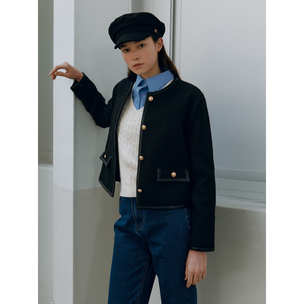 ROLAROLA ゴールドボタン ツイード ジャケット ブラック