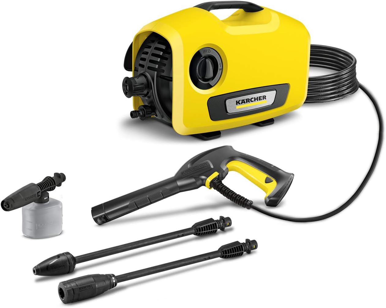 高圧洗浄機 K2サイレント 静音機能 軽量 小型 コンパクト収納 簡単接続 付属品充実 ハイパワーなノズル 洗車 泥 花粉除去効果 黄砂 (50/60Hz)
