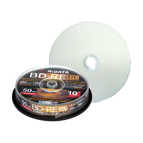 RiDATA 録画用BD-RE DL260分 1-2倍速 ホワイトワイドプリンタブル スピンドルケース BD-RE260PW 2X.10SP A1パック(10枚) 6,703円