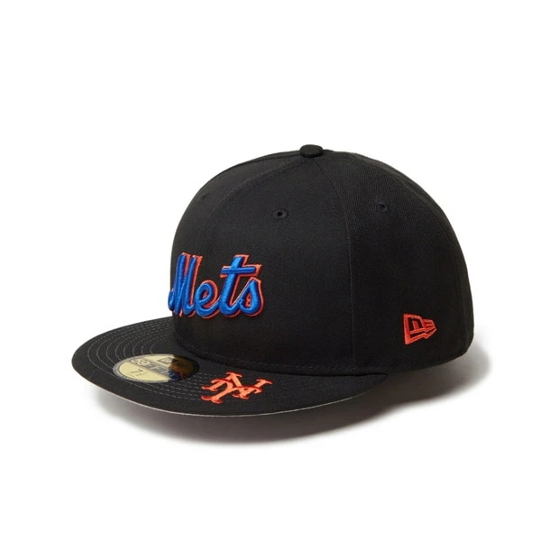 NEWERA CAP ニューエラ キャップ 59FIFTY MLB Visor Logo ニューヨーク・メッツ ブラック メンズ 男性 帽子 ハット 小物 国内正規品 正規取扱店 NEW ERA グレ