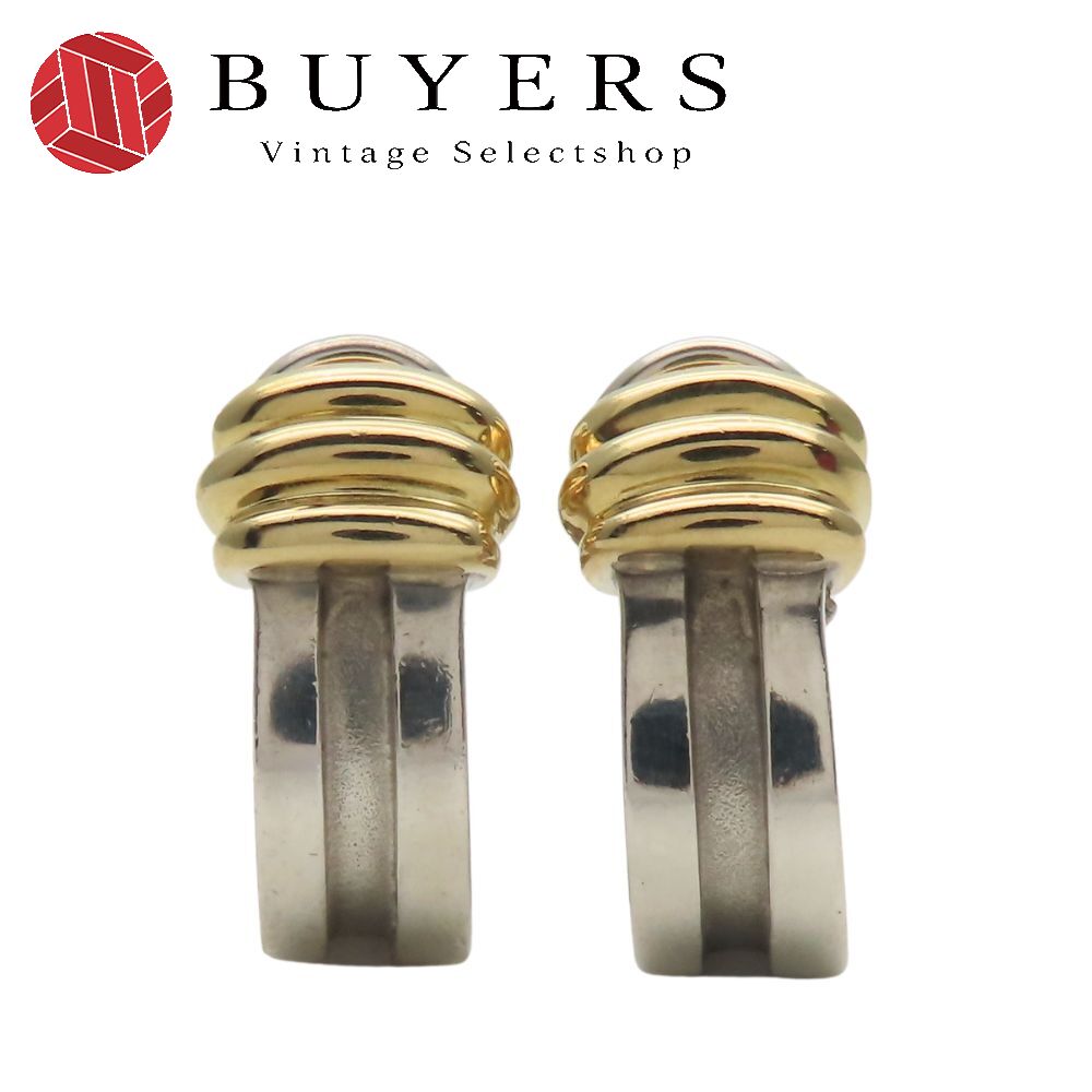 中古 イヤリング グルーブ ド シルバー925 K18 約8.1g シルバー ゴールド コンビ アクセサリー 小物 レディース 女性