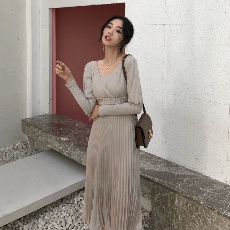 A1032.セットアップワンピースドレス（ベージュ）2019 春夏 sale 春夏 sale ワンピース 長袖 エレガント お呼ばれ パーティー 結婚式 披露宴 女子会 レストラン デート