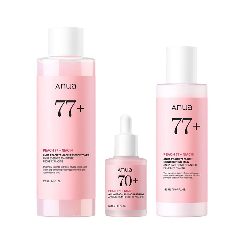 桃 トーンアップ 3STEP セット1 (化粧水＋美容液＋乳液)