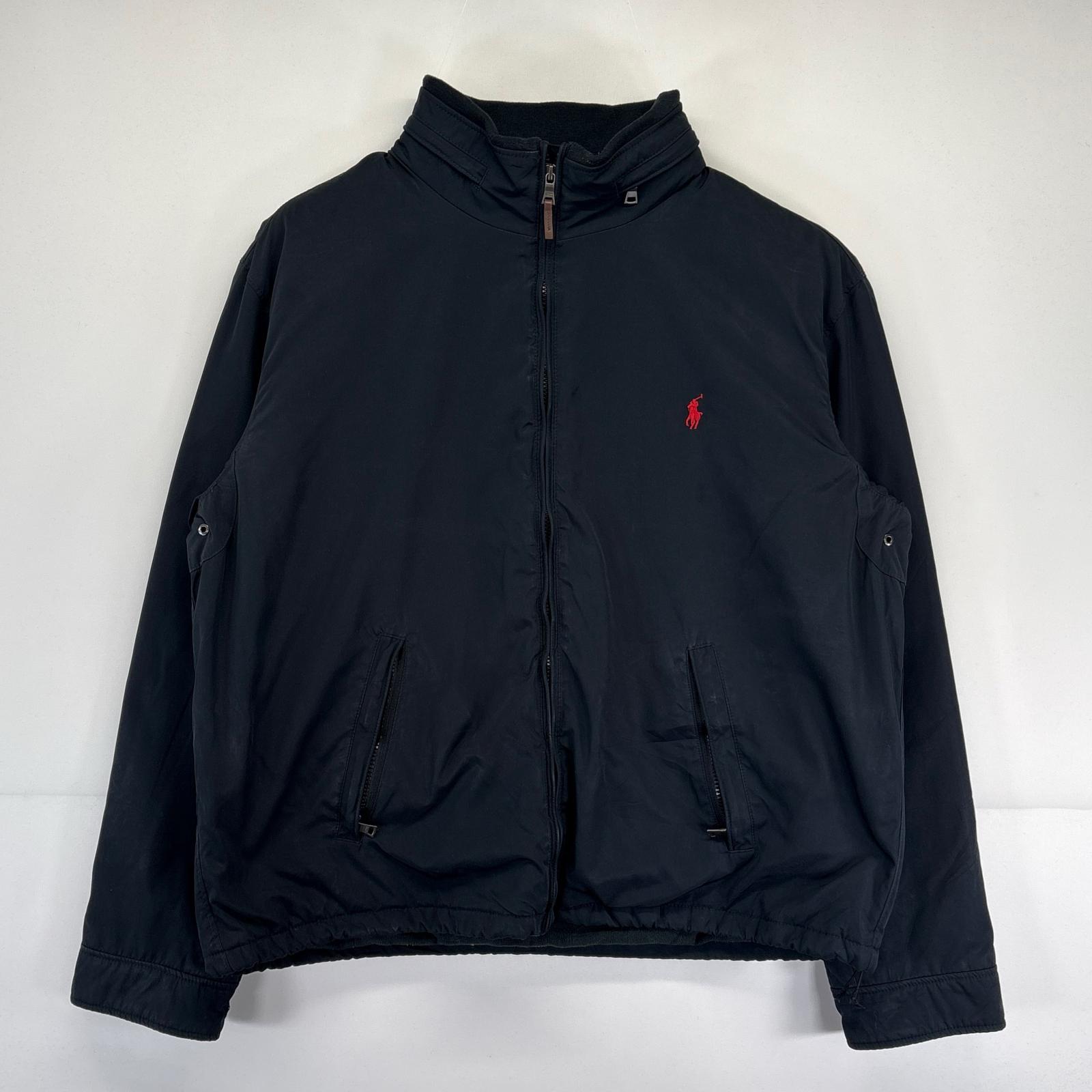古着 ジャケット 大きいサイズ ワンポイントロゴ刺繍 フルジップ 2XL ブラック メンズ