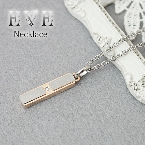 サージカルステンレスペアネックレス スティックモチーフペンダント ローズゴールド レディース単品 ダイヤモンド