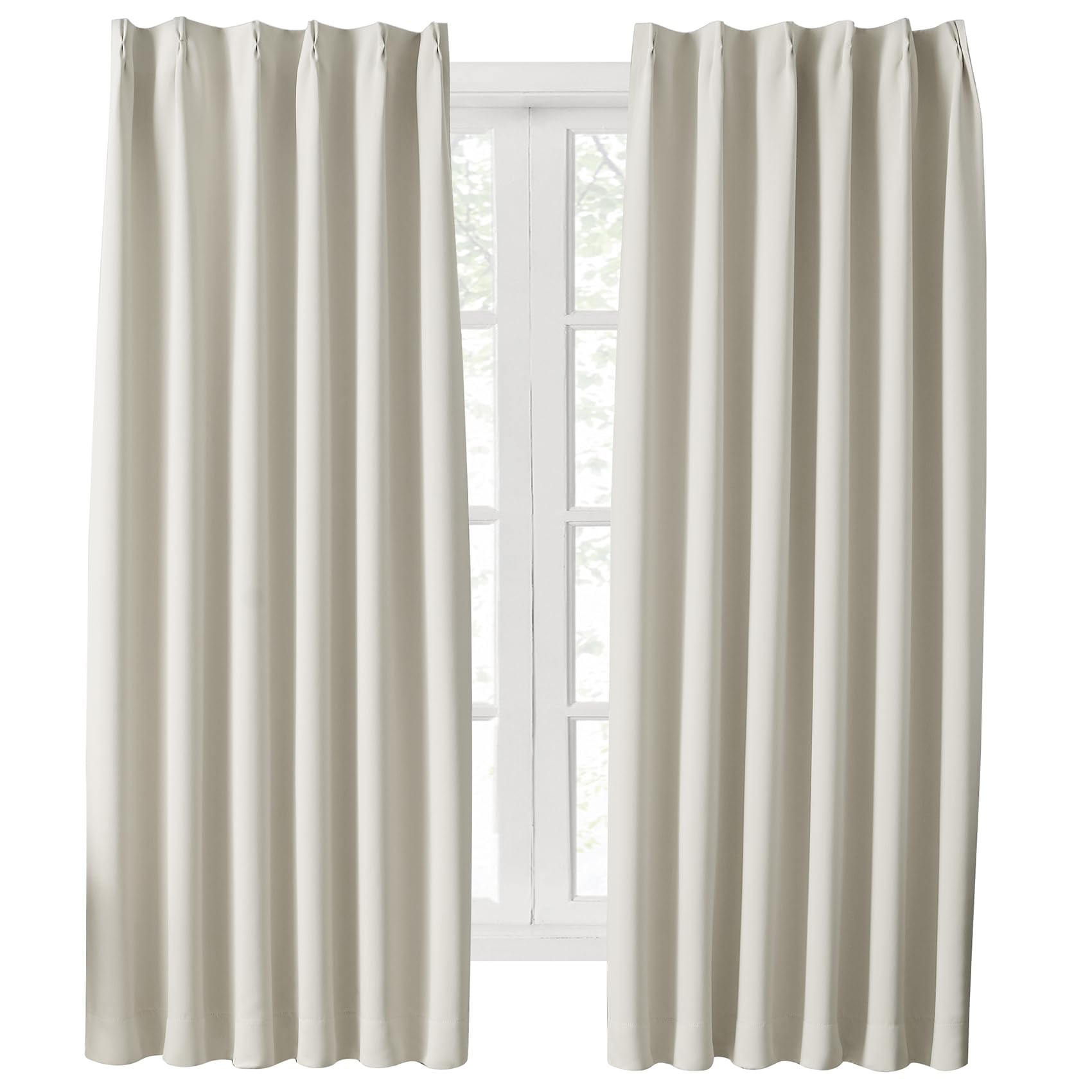 Hansleep カーテン 1級遮光 幅150cm×丈178cm 2枚組 ベージュ 断熱 防寒 防音 省エネ 厚手 無地 おしゃれ 洗える 寝室 リビング用 (ベージュ, 幅150cm×丈178cm)