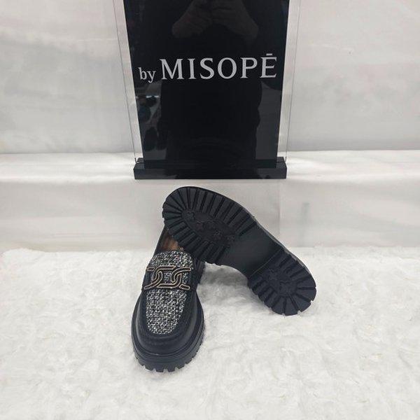 By 女性 ツイード コンビ ローファー 612HT439FT005 BLACK 4 JJ 13,961円