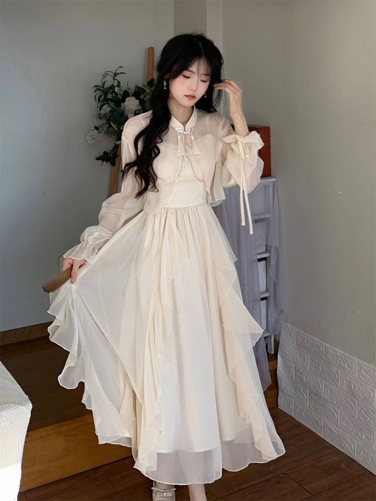 ロリータコスプレ脚魅せミニスカート春夏作中国風ワンピース二点セットエレガントティーブレイクドレス愛されドッキングワンピース 7,137円