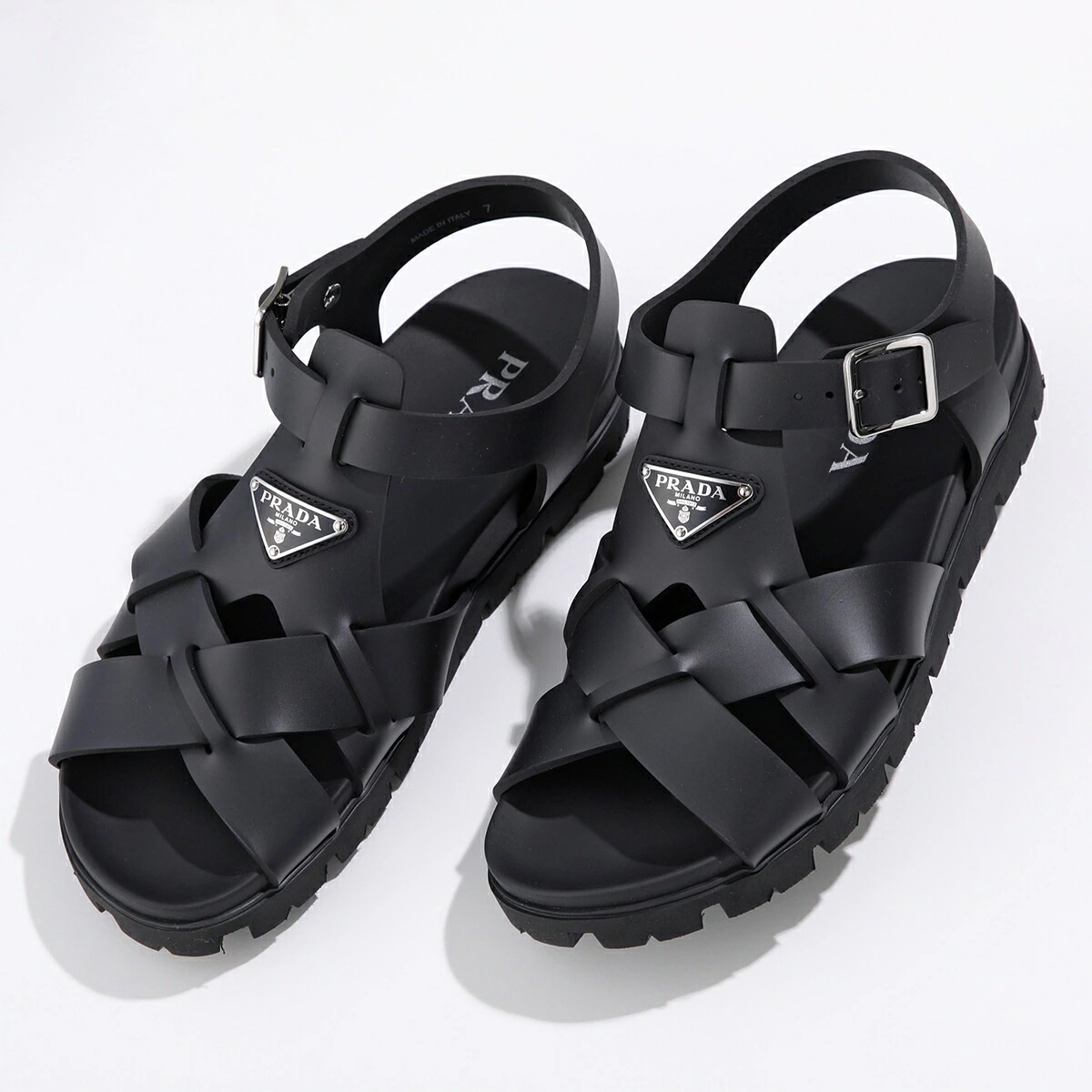 PRADA プラダ クロスサンダル 2X3118 3LKK メンズ トライアングルロゴ ラバー シューズ 靴 F0002 83,397円