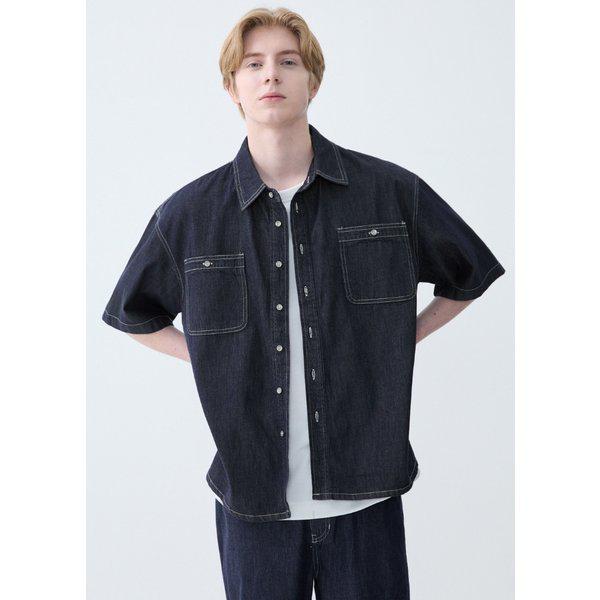 男女共用ワンウォッシュ トップステッチ シャツ [MP6D2283]