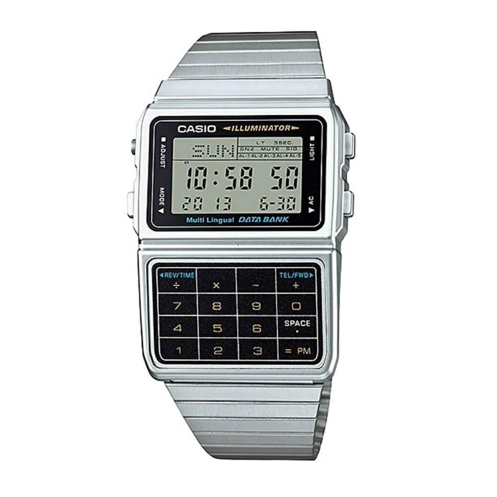 CASIO カシオ 腕時計 手表 メンズ レディース 昭和 レトロ データバンク シルバー デジタル兼用 テレメモ 13ヵ国語対応 計算機能 可愛い DBC-611-1 誕生日プレゼント ポイント消化