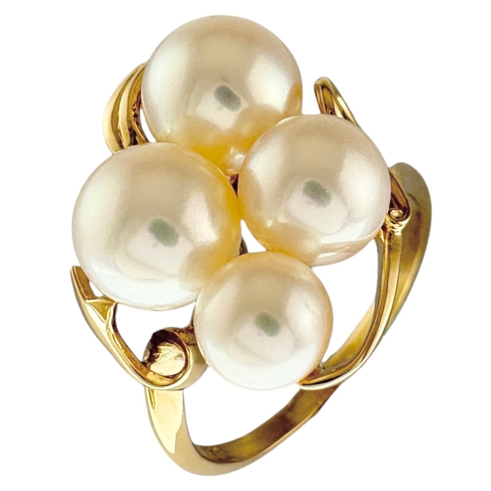 リング 指輪 14.5号 18金 K18イエローゴールド アコヤパール 中古 美品