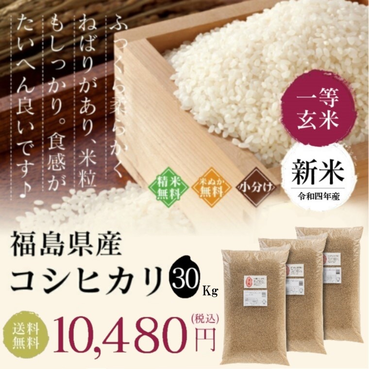 注目ブランド 福島県産 コシヒカリ お米 令和４年産 新米 30Kg 米 コシヒカリ - www.bsfk.com