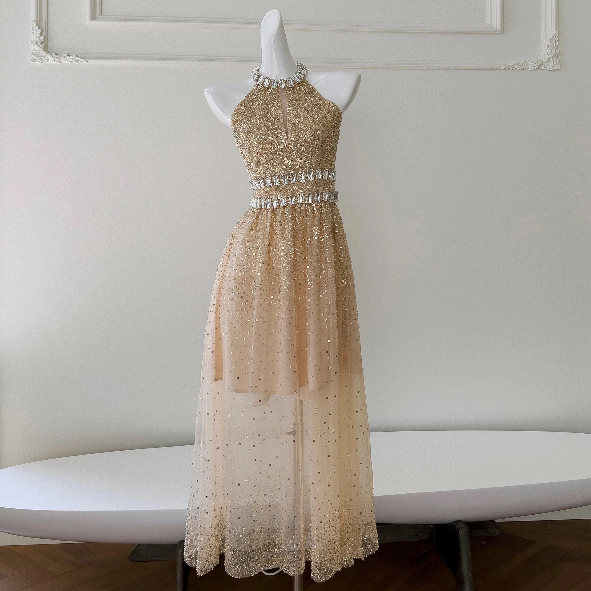 ドレス 25 パーティー ウェディング ワンピース ロングドレス プリンセス キラキラ 上品 感 優雅 エレガント 痩せる 韓国風 結婚式 前撮り 二次会 同窓会 お呼ばれ 卒業式 誕生日