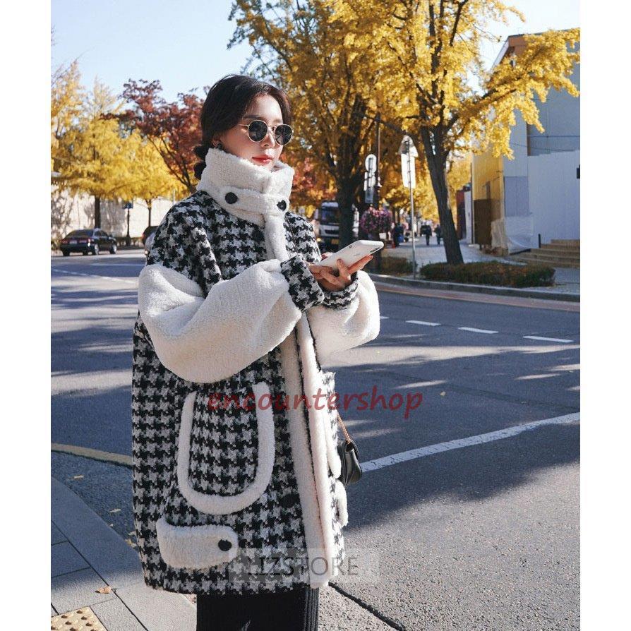 コート レディース 冬　アウター ボア ブルゾン 千鳥柄 着痩せ ジャケット 40代 結婚式 通勤 ゆったり きれいめ