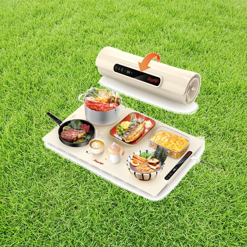 食品保温プレート 電気保温トレイ Laudlife 多機能食品断熱ボード フードウォーマー ホットプレート 収納袋付き/お手入れも簡単/温度調節可/折りたたみ式